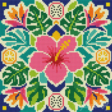 Laden Sie das Bild in den Galerie-Viewer, Mini Diamond Painting 25 x 25 cm - Hibiskus-Mandala