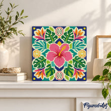 Laden Sie das Bild in den Galerie-Viewer, Mini Diamond Painting 25 x 25 cm - Hibiskus-Mandala