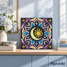 Laden Sie das Bild in den Galerie-Viewer, Mini Diamond Painting 25 x 25 cm - Himmlisches Mandala