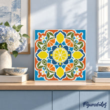 Laden Sie das Bild in den Galerie-Viewer, Mini Diamond Painting 25 x 25 cm - Zitrus-Mandala