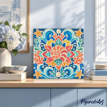 Laden Sie das Bild in den Galerie-Viewer, Mini Diamond Painting 25 x 25 cm - Muschel-Mandala
