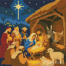 Laden Sie das Bild in den Galerie-Viewer, Mini Diamond Painting 25 x 25 cm - Weihnachtskrippe