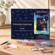 Laden Sie das Bild in den Galerie-Viewer, Diamond Painting - Hogwarts bei Nacht - Harry Potter – 40 x 50 cm auf Keilrahmen gespannt