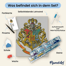 Laden Sie das Bild in den Galerie-Viewer, Diamond Painting - Hogwarts-Wappen - Harry Potter – 40 x 50 cm auf Keilrahmen gespannt