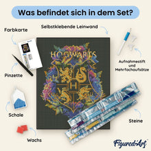 Laden Sie das Bild in den Galerie-Viewer, Diamond Painting - Blumenwappen von Hogwarts - Harry Potter – 40 x 50 cm auf Keilrahmen gespannt