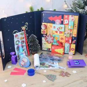 Diamond Painting Adventskalender 2025 - 24 Türchen für einen Glanz-Countdown (Blau)