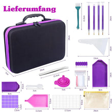 Laden Sie das Bild in den Galerie-Viewer, Etui Aufbewahrung Diamond Painting Violett mit 60 Fächern + Zubehör