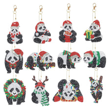 Laden Sie das Bild in den Galerie-Viewer, Schlüsselanhänger Diamond Painting Pandas 12 Stück