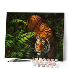 Laden Sie das Bild in den Galerie-Viewer, Malen nach Zahlen für Erwachsene | Tiger im Farne | Figured'Art