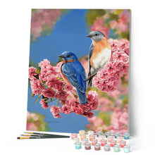 Laden Sie das Bild in den Galerie-Viewer, Malen nach Zahlen für Erwachsene | Blaues Vogelpärchen | Figured'Art