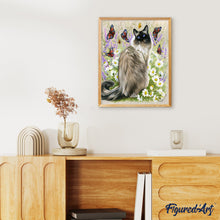 Laden Sie das Bild in den Galerie-Viewer, Malen nach Zahlen – Katze und Schmetterlinge
