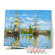 Laden Sie das Bild in den Galerie-Viewer, Malen nach Zahlen – Schiffe auf der seine in Rouen – Monet