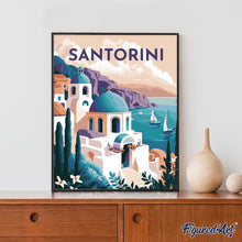 Laden Sie das Bild in den Galerie-Viewer, Diamond Painting – Reiseplakat Santorini