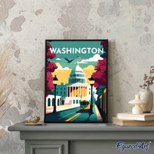 Laden Sie das Bild in den Galerie-Viewer, Reiseposter Washington