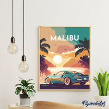 Laden Sie das Bild in den Galerie-Viewer, Reiseposter Malibu