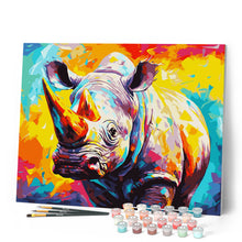 Laden Sie das Bild in den Galerie-Viewer, Nashorn Farbenfroh Abstrakt