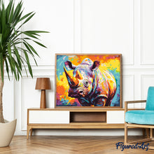 Laden Sie das Bild in den Galerie-Viewer, Nashorn Farbenfroh Abstrakt
