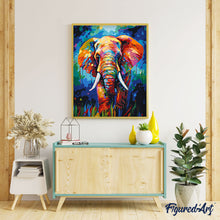 Laden Sie das Bild in den Galerie-Viewer, Elefant Farbenfroh Abstrakt
