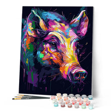 Laden Sie das Bild in den Galerie-Viewer, Wildschwein Farbenfroh Abstrakt