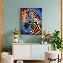 Laden Sie das Bild in den Galerie-Viewer, Zebra Farbenfroh Abstrakt