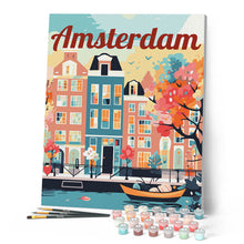 Laden Sie das Bild in den Galerie-Viewer, Reiseposter Amsterdam in voller Blüte