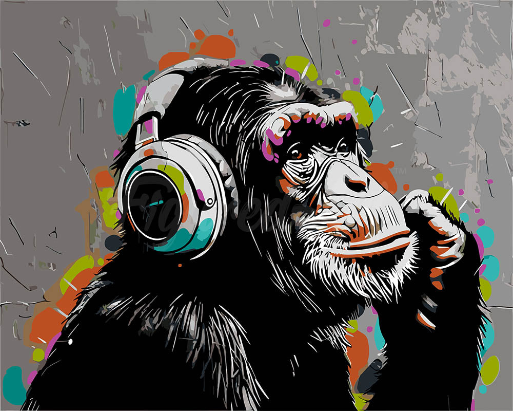 Malen nach Zahlen Figured'Art – Street Art Funky Schimpanse