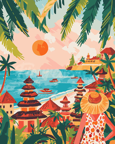Malen nach Zahlen Figured'Art – Bali Sonnenuntergang