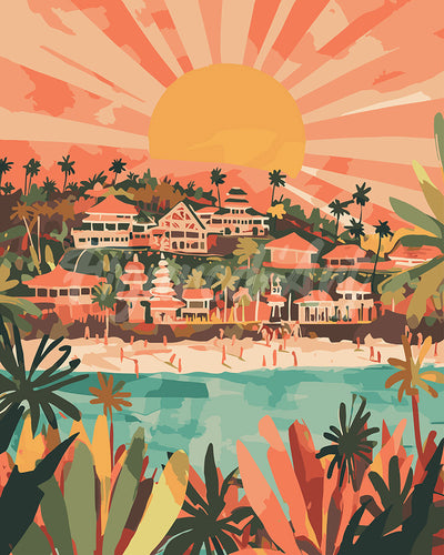 Malen nach Zahlen Figured'Art – Bali Sonnenaufgang
