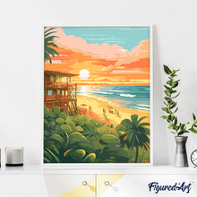 Laden Sie das Bild in den Galerie-Viewer, Strandclub bei Sonnenuntergang