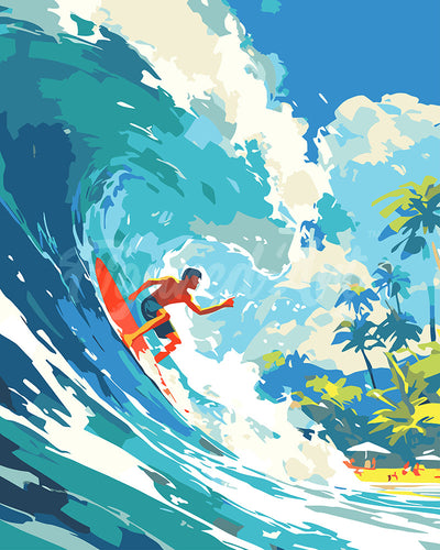 Malen nach Zahlen Figured'Art – Surfen in Hawaii