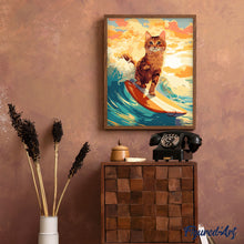 Laden Sie das Bild in den Galerie-Viewer, Surfende Katze