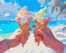 Laden Sie das Bild in den Galerie-Viewer, Malen nach Zahlen Figured&#39;Art – Eiscreme am Strand