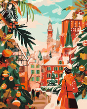 Laden Sie das Bild in den Galerie-Viewer, Malen nach Zahlen Figured&#39;Art – Szene auf dem Weihnachtsmarkt