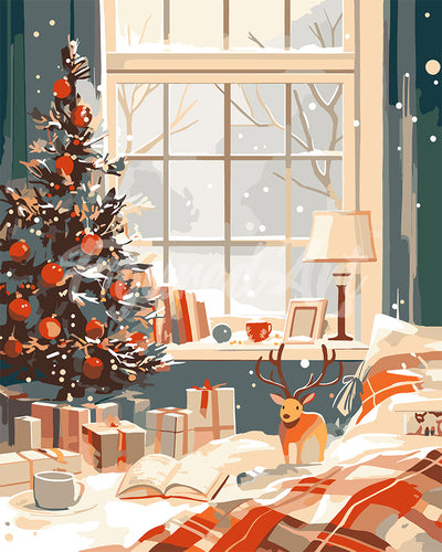 Malen nach Zahlen Figured'Art – Weihnachten im Bett