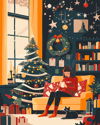 Malen nach Zahlen Figured'Art – Gemütlicher Weihnachtsabend