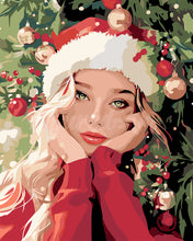 Laden Sie das Bild in den Galerie-Viewer, Malen nach Zahlen Figured&#39;Art – Süßes Mädchen zu Weihnachten