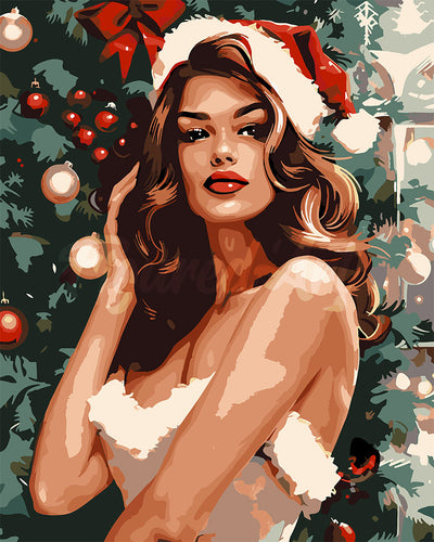Malen nach Zahlen Figured'Art – Glamouröses Weihnachtsmädchen