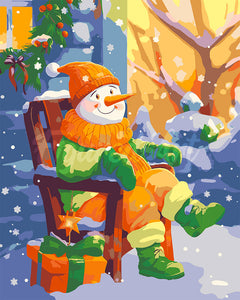 Malen nach Zahlen Figured'Art – Entspannter Schneemann