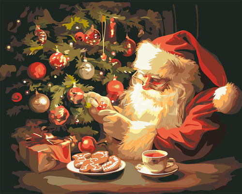 Malen nach Zahlen Figured'Art – Fröhlicher Abend des Weihnachtsmanns