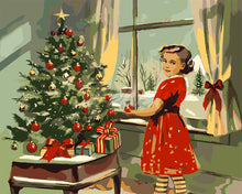 Laden Sie das Bild in den Galerie-Viewer, Malen nach Zahlen Figured&#39;Art – Vintage Weihnachtsmädchen