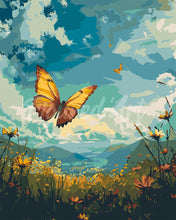 Laden Sie das Bild in den Galerie-Viewer, Malen nach Zahlen Figured&#39;Art – Kupferschmetterling unter blauem Himmel
