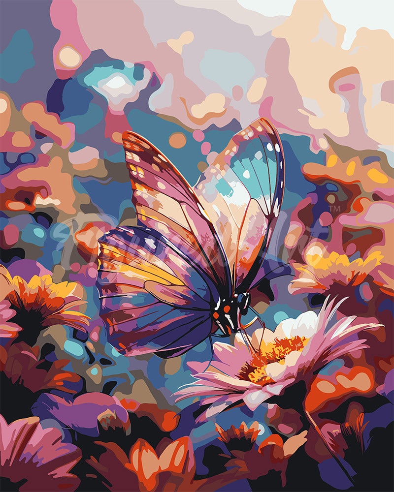 Malen nach Zahlen Figured'Art – Futtersuchender Schmetterling