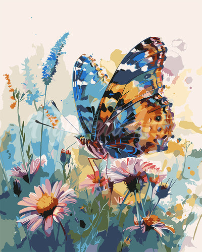 Malen nach Zahlen Figured'Art – Schmetterling und Blumen