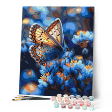 Laden Sie das Bild in den Galerie-Viewer, Schmetterling und blaue Blumen