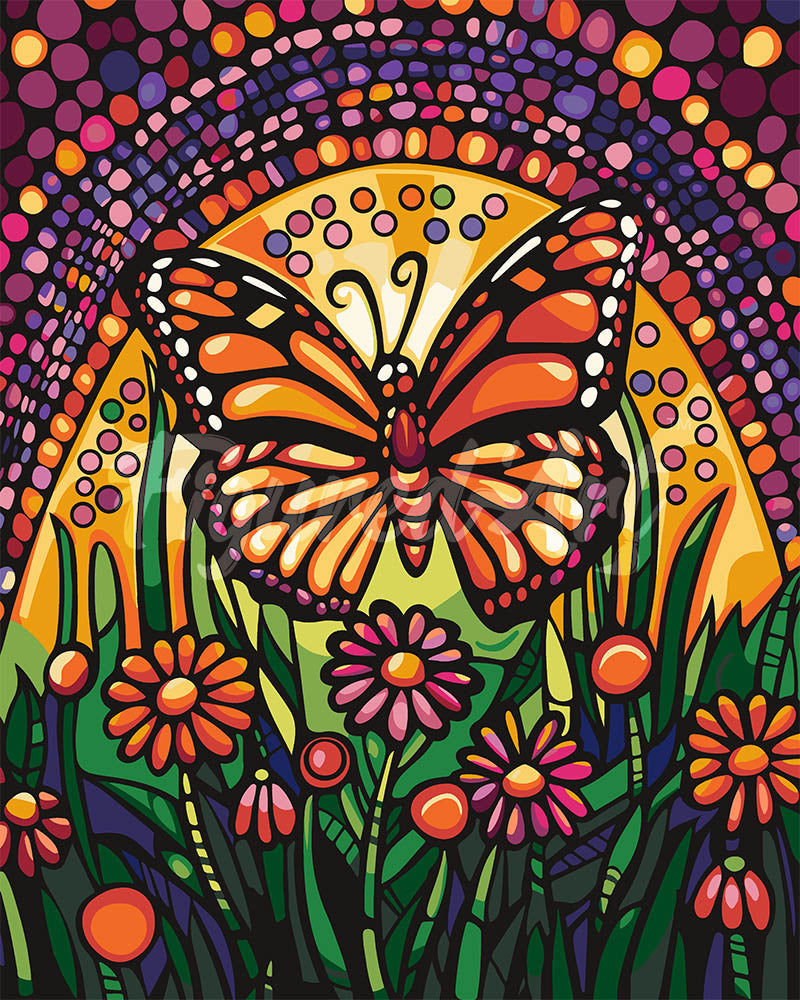 Malen nach Zahlen Figured'Art – Mosaik-Schmetterling
