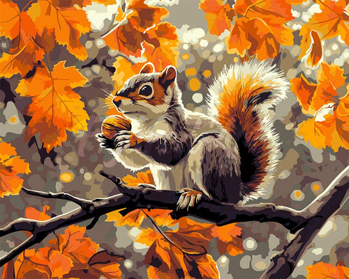 Malen nach Zahlen Figured'Art – Herbst-Eichhörnchen