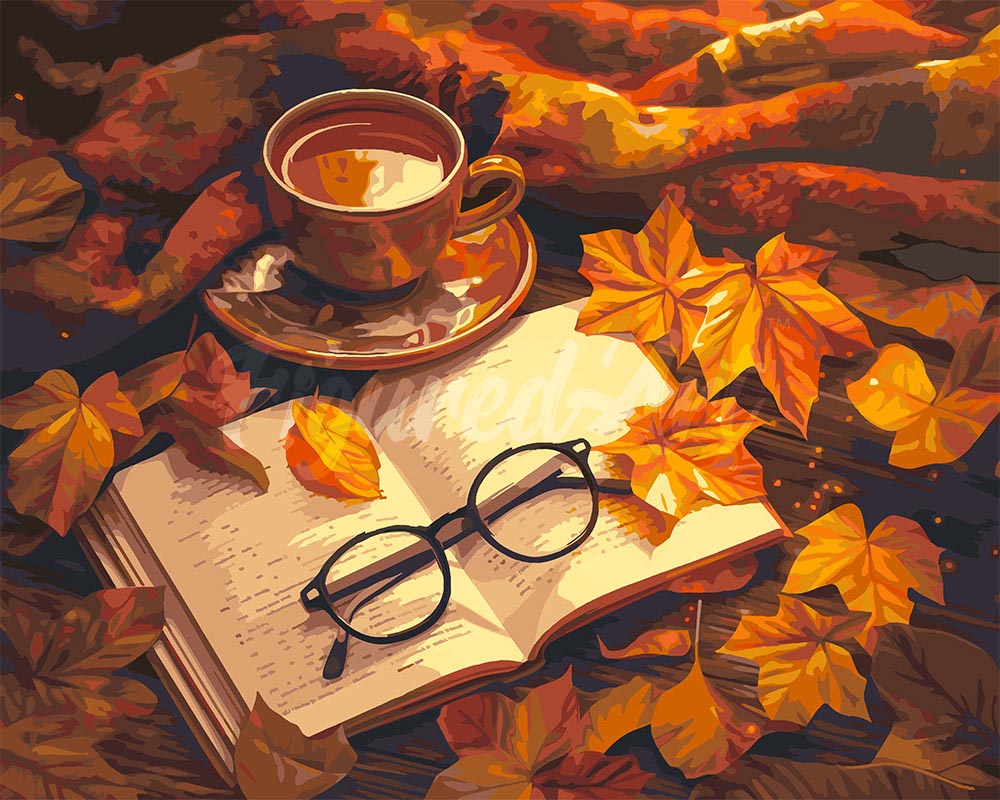 Malen nach Zahlen Figured'Art – Herbsttee und Buch