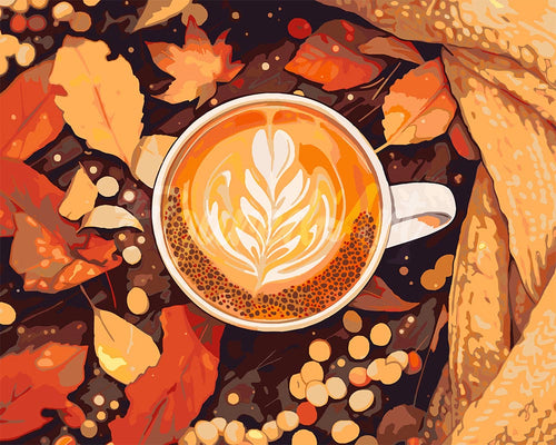Malen nach Zahlen Figured'Art – Gemütlicher Herbst-Latte