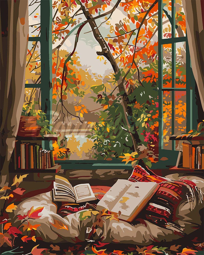 Malen nach Zahlen Figured'Art – Gemütliches Herbstlesen