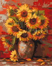 Laden Sie das Bild in den Galerie-Viewer, Malen nach Zahlen Figured&#39;Art – Herbst-Sonnenblumen-Vase